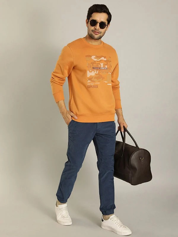 Indian Terrain Men's Comfort Fit Solid Navy Trousers